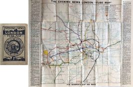 c1910 Evening News LONDON TUBE MAP & GUIDE. Produced by George Philip & Sons and features a unique