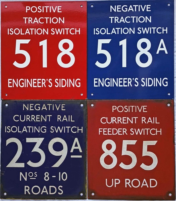 Selection (4) of London Underground enamel SECTION SWITCH PLATES. The plates measure 10.5" x 12" (