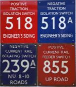 Selection (4) of London Underground enamel SECTION SWITCH PLATES. The plates measure 10.5" x 12" (