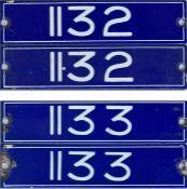 2 matched pairs of London Underground Piccadilly Line 1959-Stock enamel INTERIOR CAR NUMBER PLATES