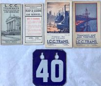 Selection (5) of London tram items comprising 4 x LCC Tramways POCKET MAPS: May 1914, April 1916,