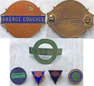 [Revised] Enamel LAPEL BADGE, c1930s-50s, from Orange Coaches, either the Brixton-based operator