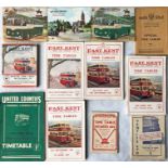 Selection (12) of 1940s-60s BUS TIMETABLE BOOKLETS comprising 3 x Aldershot & District: 1954/55,