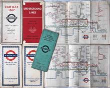 Selection (7) of used London Underground POCKET MAPS comprising 1928/29 'Stingemore' (worn), Beck No