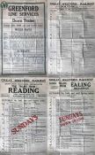 Selection of 1940s Great Western Railway (GWR) double-royal POSTERS comprising Timetable poster