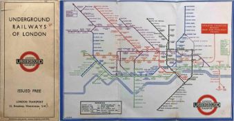 1933 London Underground H C Beck diagrammatic, card POCKET MAP from the first-year series titled '