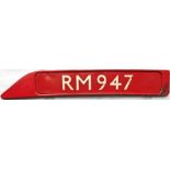 London Transport Routemaster bonnet FLEETNUMBER PLATE from RM 947. The original RM 947 entered