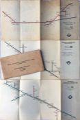 Set of 3 x 1938 London Underground CHARTS 'Initial Train Services, Distances and Running Times on