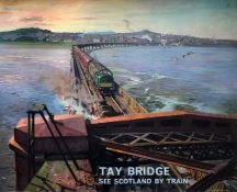 c1959/60 British Railways (Scottish Region) quad-royal POSTER 'Tay Bridge - See Scotland by train'