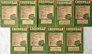 Selection (9) of 1946-47 Crosville Motor Services TIMETABLE BOOKLETS for various areas, all