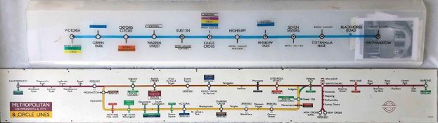 Pair of 1960s London Underground CAR DIAGRAMS, the first a translucent, plastic Victoria Line