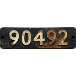 British Railways SMOKEBOX NUMBERPLATE from ex War Department WD/8 2-8-0 90492, formerly LNER 3171,