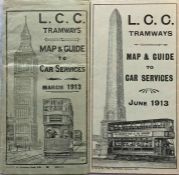 Pair of LCC Tramways POCKET MAPS dated March and June 1913 respectively. The former is in used