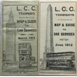 Pair of LCC Tramways POCKET MAPS dated March and June 1913 respectively. The former is in used
