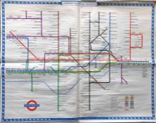 1949 London Underground quad-royal POSTER MAP by H C Beck 'London Transport Railways'. Print-code