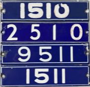 Set of London Underground enamel STOCK-NUMBER PLATES from a complete 4-car unit of 1962-Tube Stock
