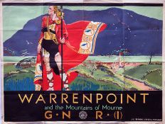 1931 Great Northern Railway (Ireland) quad-crown POSTER 'Warrenpoint and the Mountains of Mourne' by