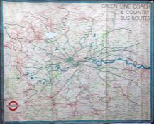 1934 (1938 edition) London Transport quad-royal POSTER MAP 'Green Line Coach & Country Bus