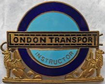 1960s London Transport Central Buses Senior Driving Instructor's CAP BADGE, enamel on 'gold'-