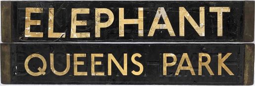 London Underground Standard or 1938 Tube Stock enamel DESTINATION PLATE for Elephant/Queens Park