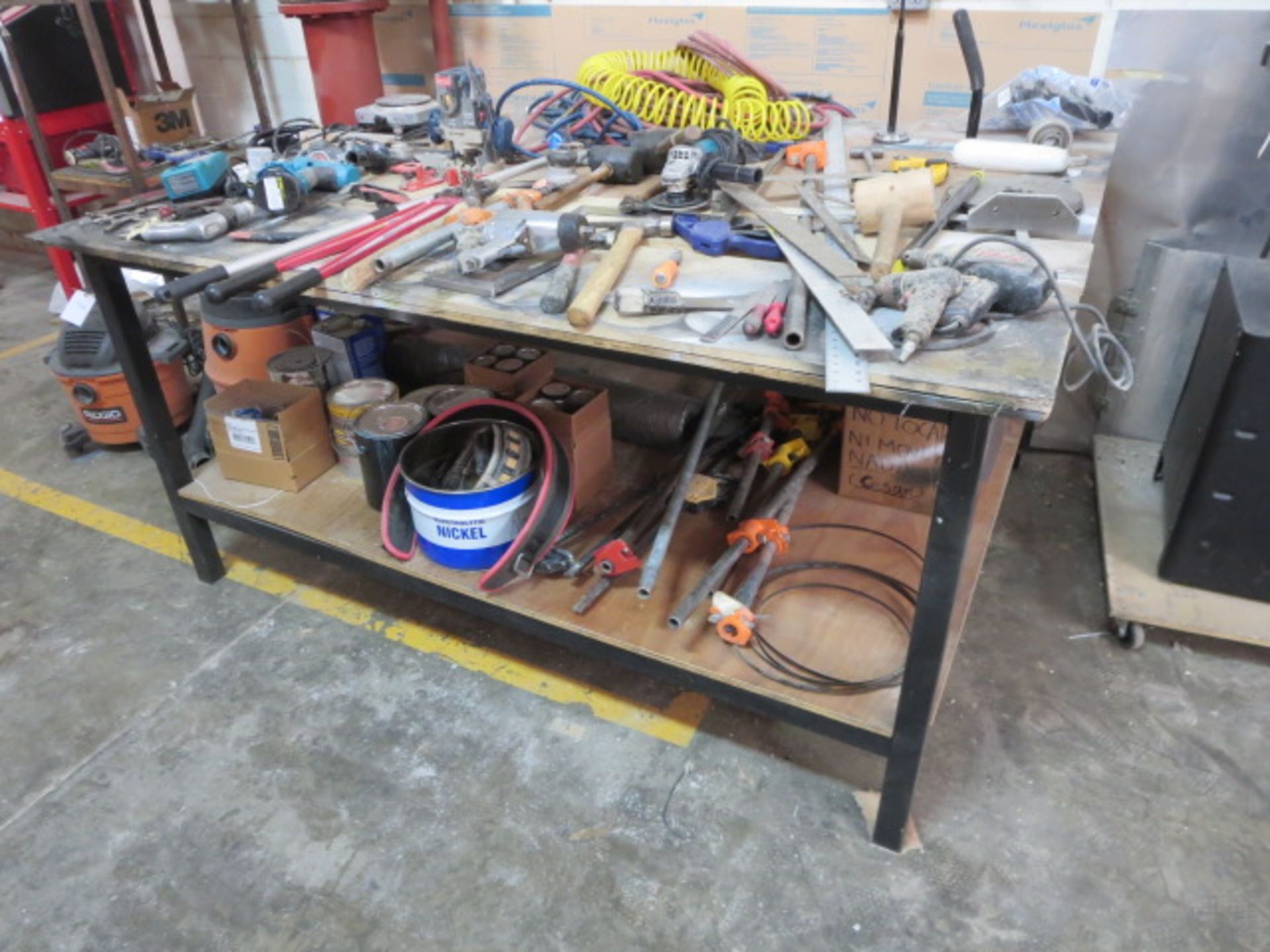 Lot of Assorted Hand Tool and Work Table, Approx 50pcs