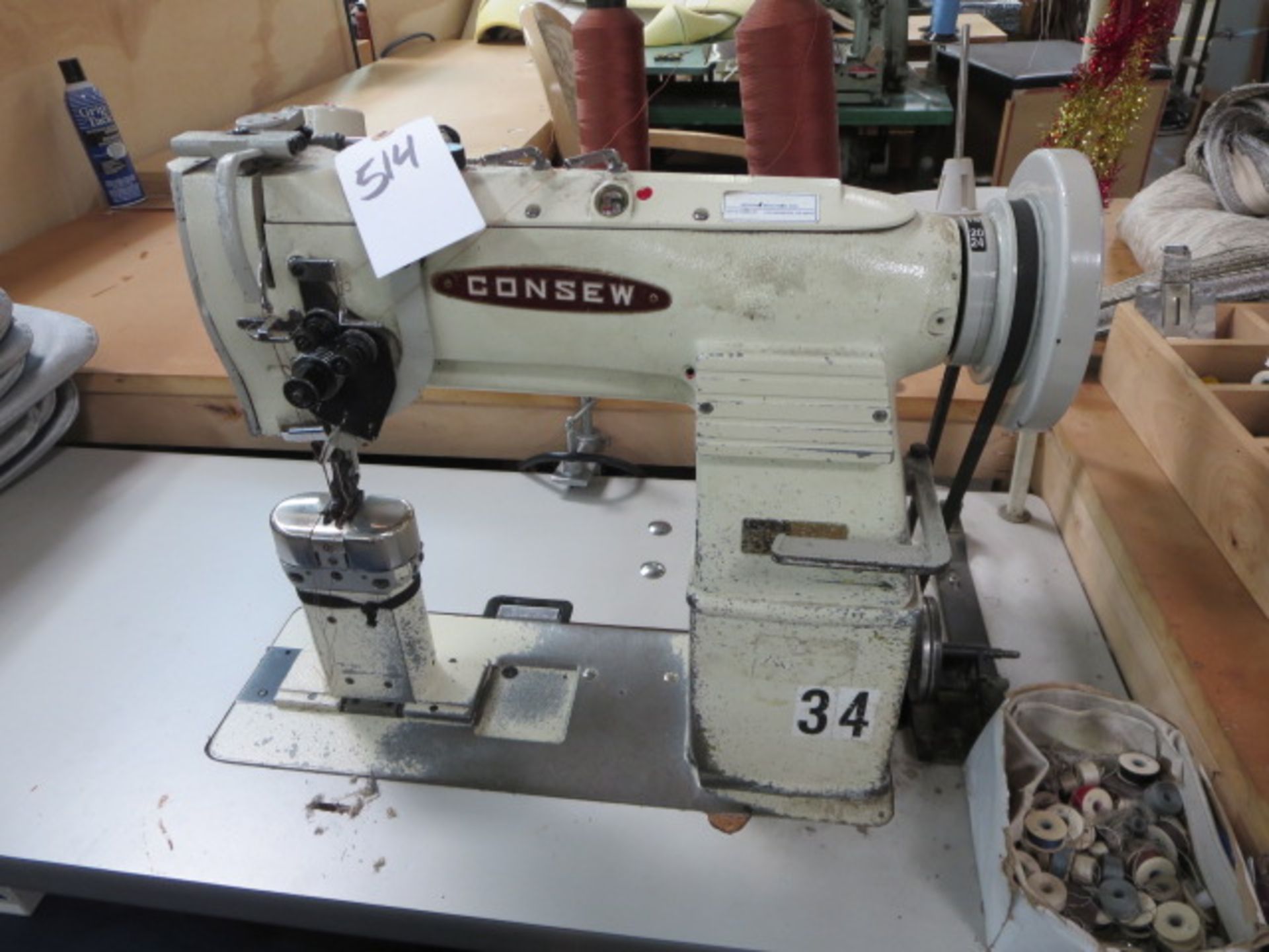 Consew Sewing Machine, model 369RB-2, Includes Contents of Sewing Station