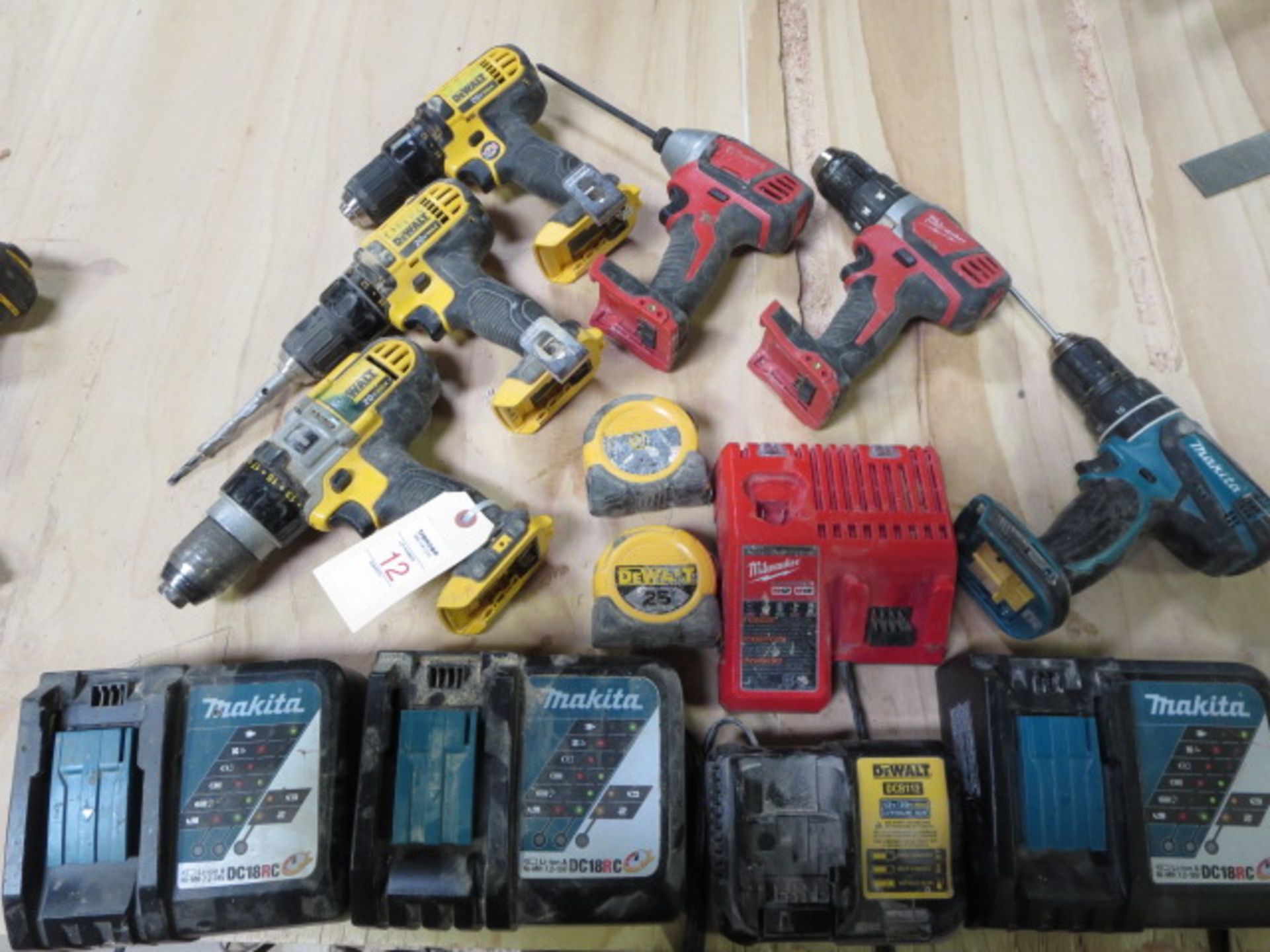 Assorted DeWalt, Makita, and Milwaukee Impact, Drill Drivers and Chargers, DOES NOT INCLUDE