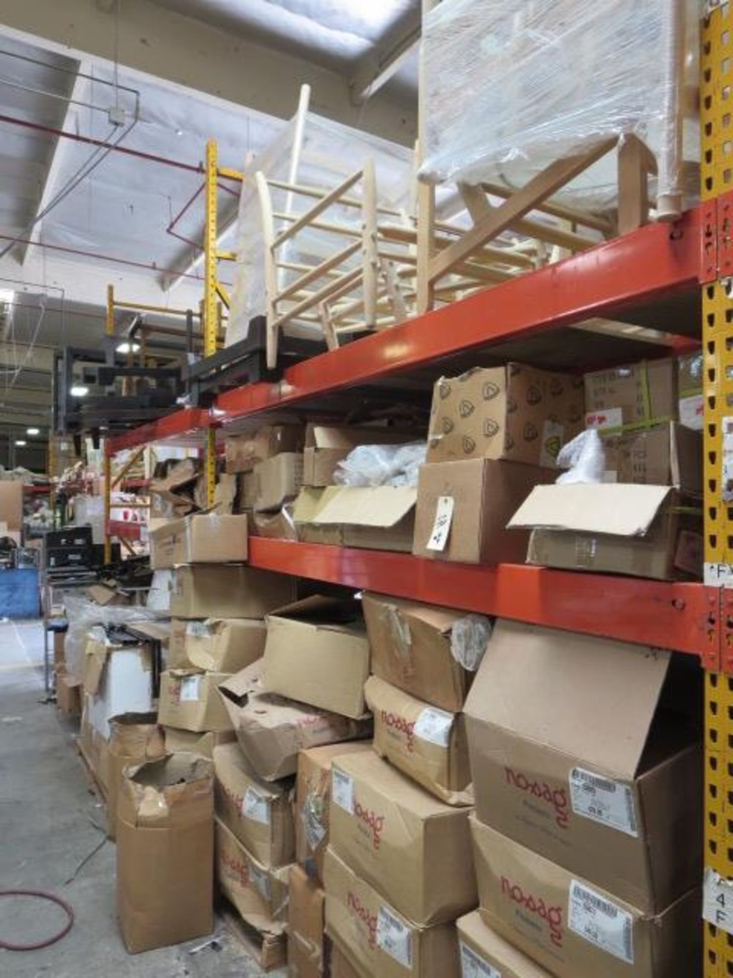 Lot of Assorted Furniture Components, Approx 75 Boxes, Contents of Rack