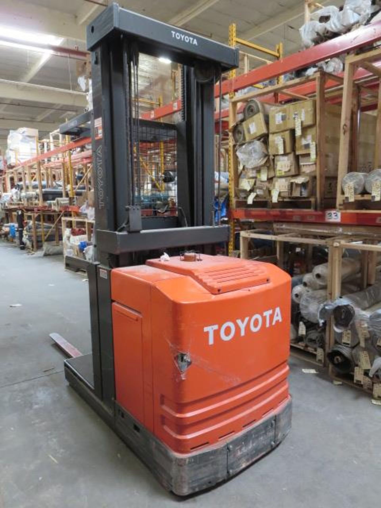 Toyota 3000LB Cap Electric Standup Forklift/Picker, model 6BPU15, 12566 Hours; removal on March - Image 3 of 7