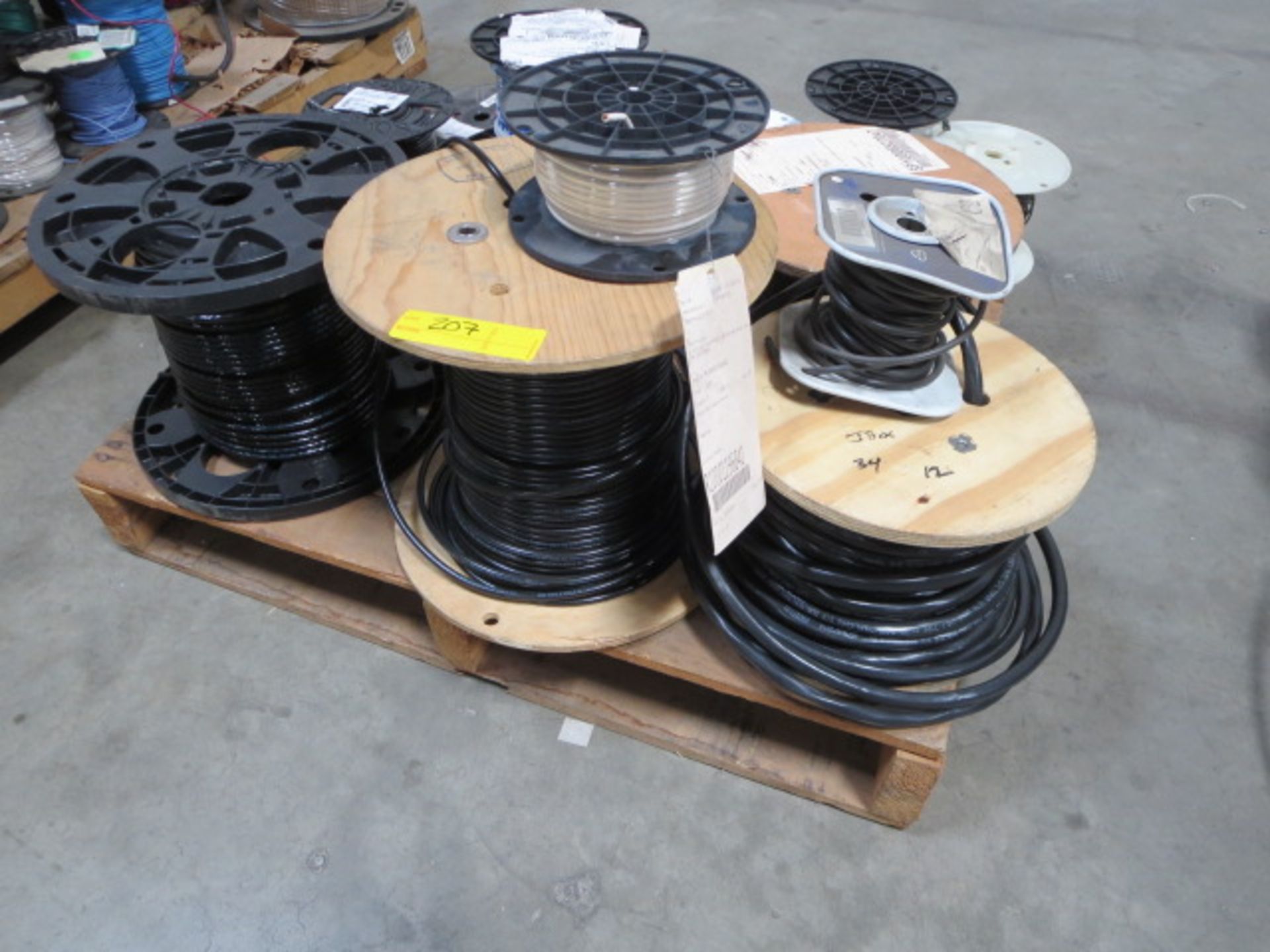 Lot of Partial Spools of Assorted Wires, Contents of Pallet