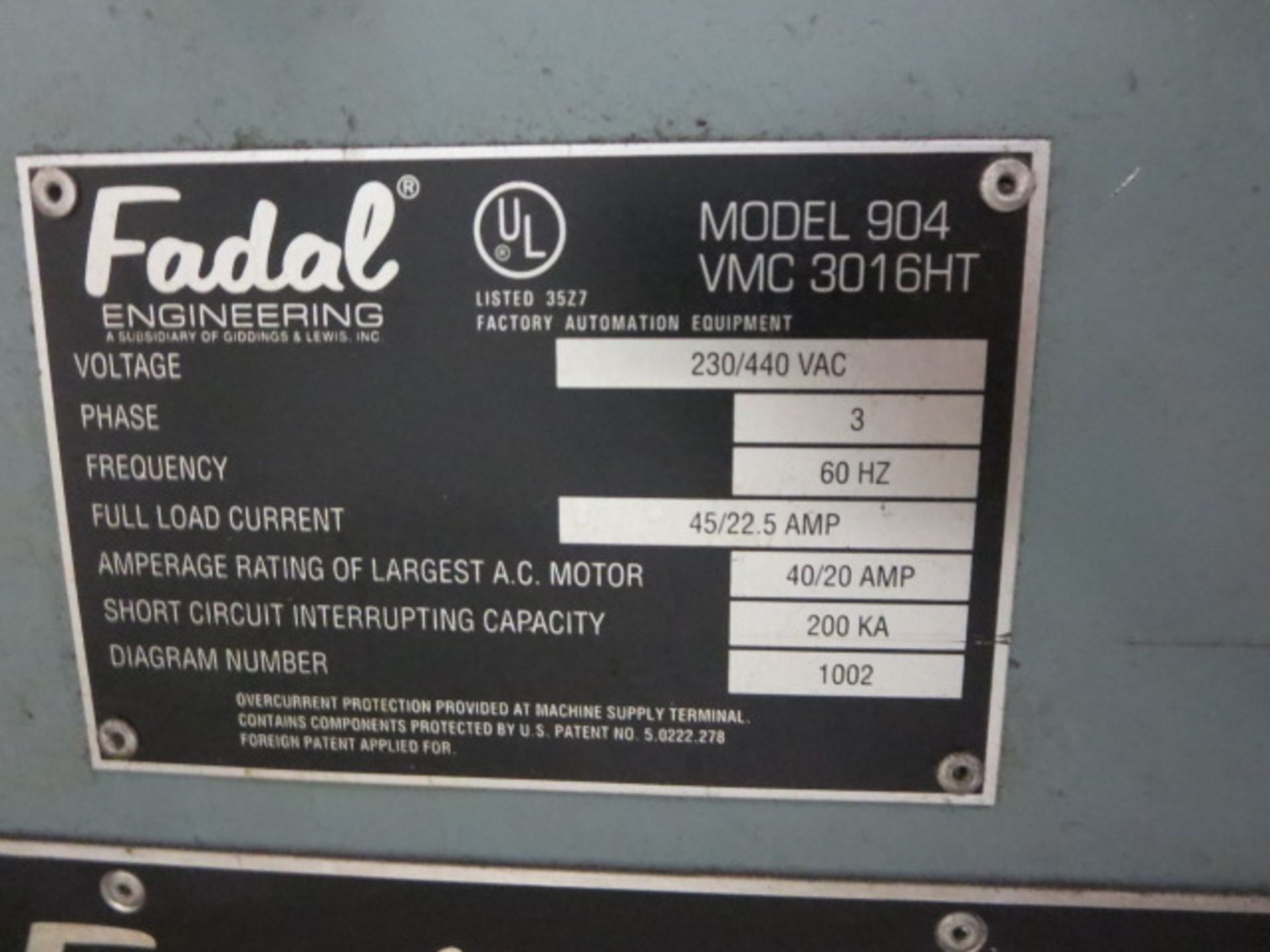 Fadal VMC 3016 CNC Vertical Machining Center, 3 Axis: 30”X, 16"Y, 20”Z, CNC88HS Control, BT-40, 10, - Image 7 of 8