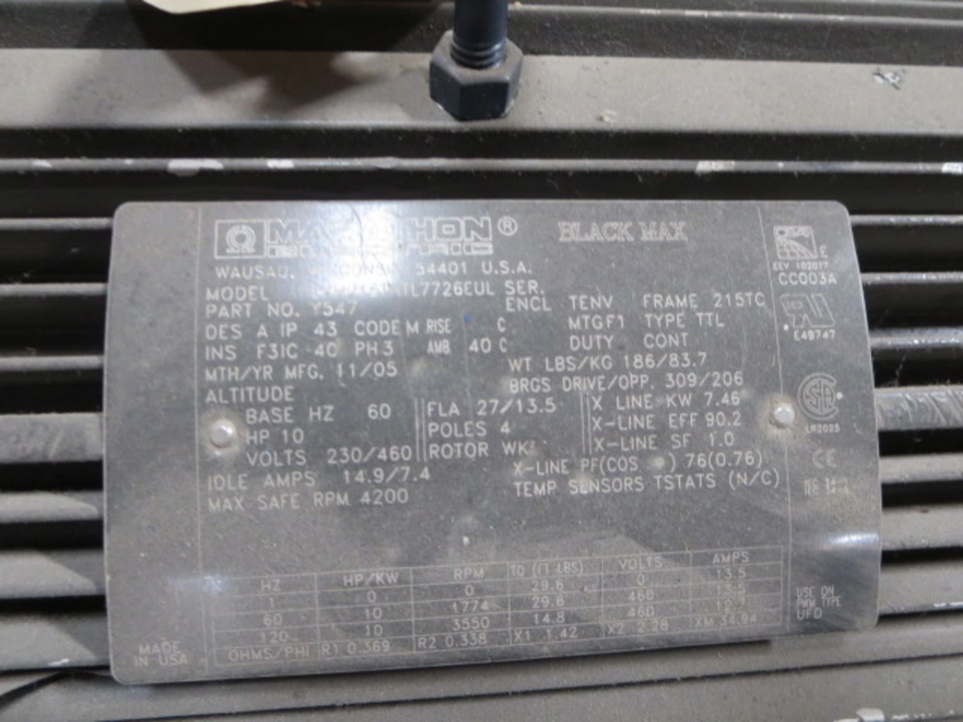 Marathon Black Max Inverter Duty Motor, 3 Phase, 120Hz - Image 2 of 2