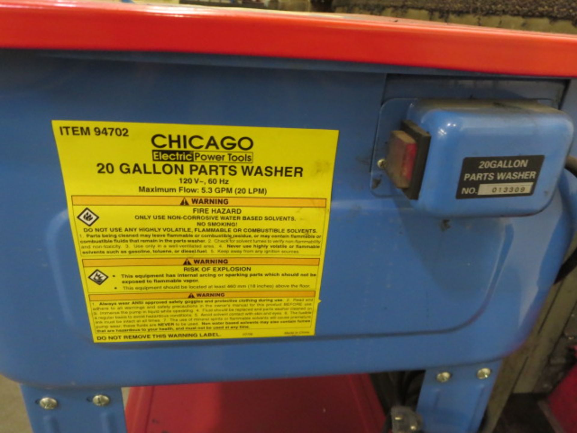 Chicago Electric 20 Gallon Parts Washer, model 94702 - Image 3 of 3