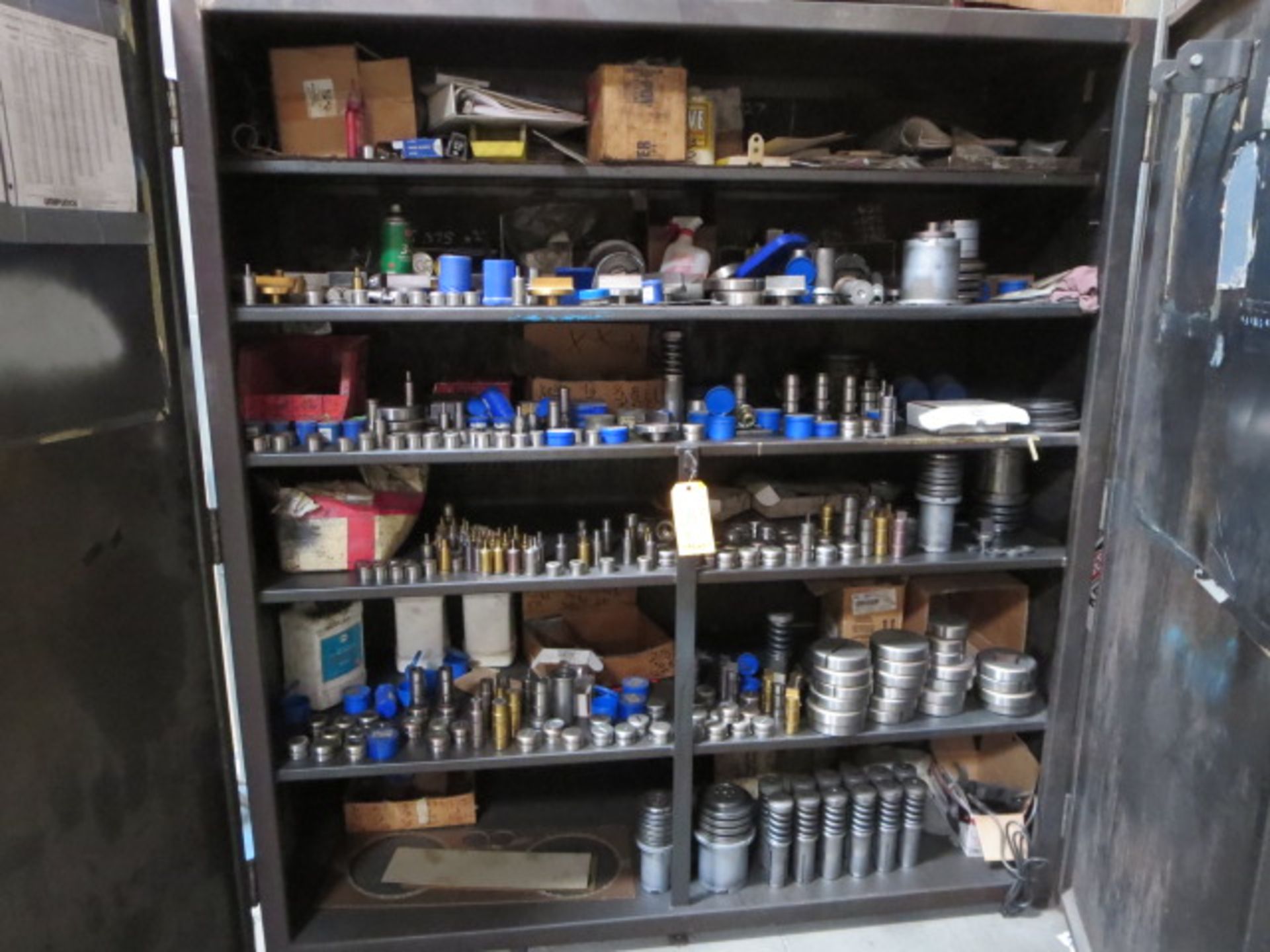 Lot of Assorted Punches & Dies, with 2 Door Metal Storage Cabinet