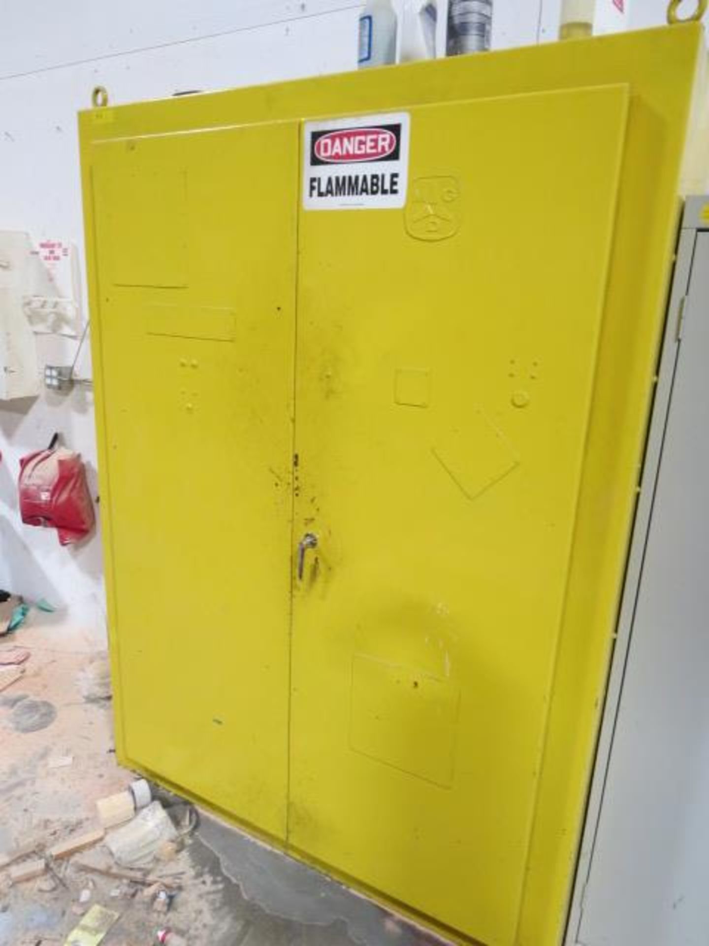 2 Door Fire Proof Metal Storage Cabinet, Includes Contents Consisting of Assorted Spray Paints,