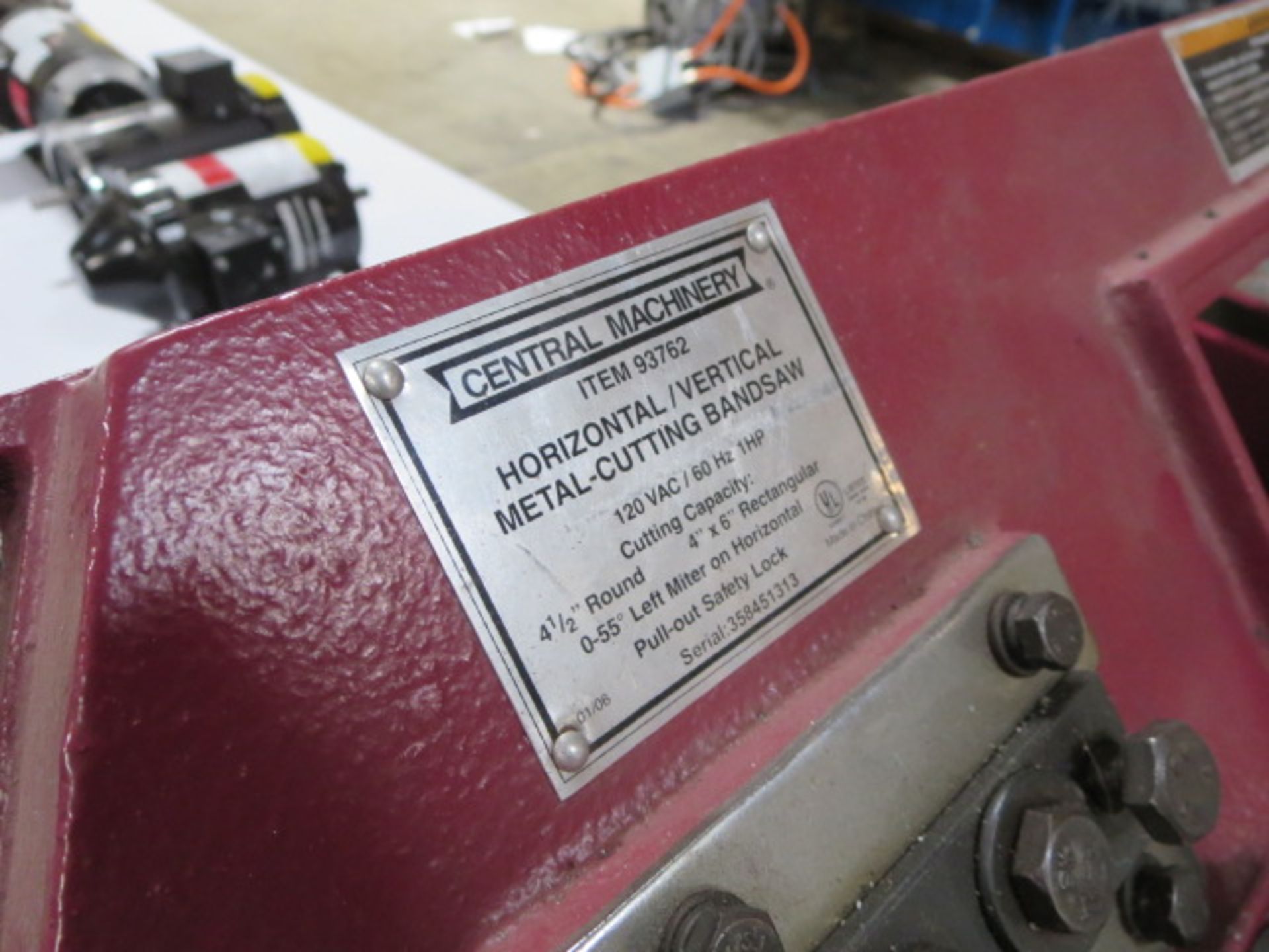 Central Machinery Horizontal/Vertical Metal Cutting Band Saw, model 93762, Includes Rolling Cart - Image 2 of 2