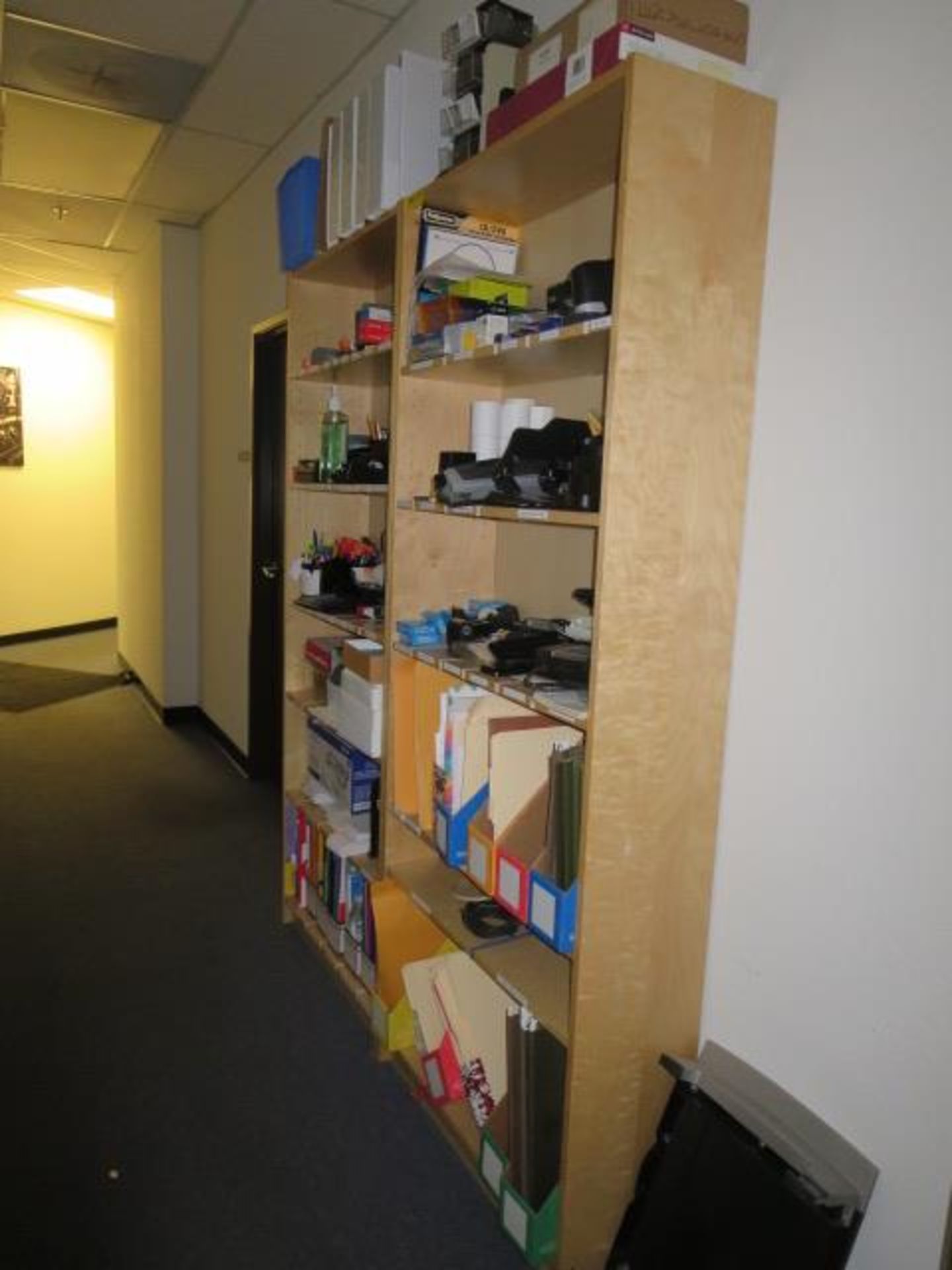 Wood Book Shelves, Includes Office Supply Contents - Image 2 of 2
