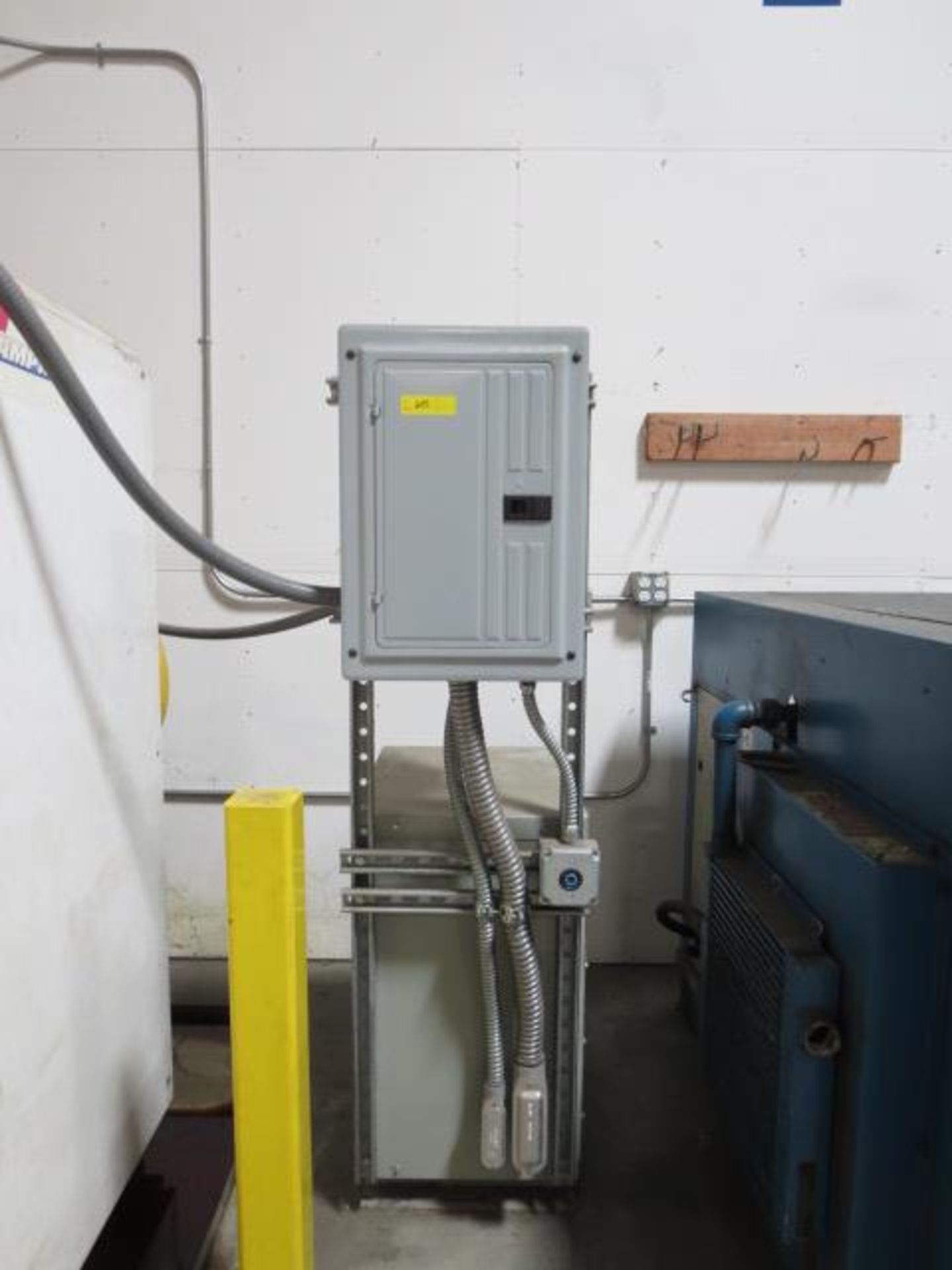 GE Transformer, 3 Phase, 480V, model 9T23B3873, with Breaker Box