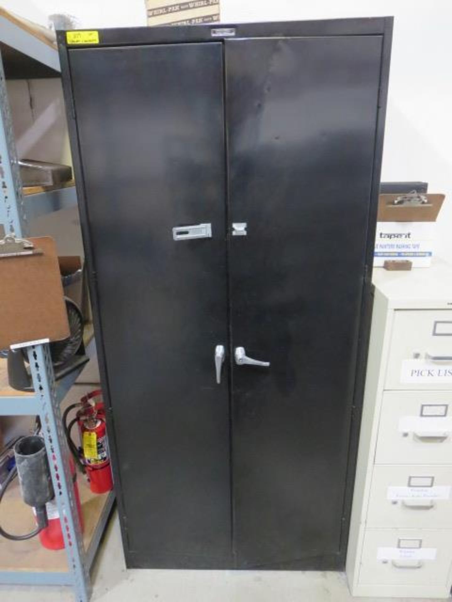 2 Door Metal Cabinet, Includes Contents Consisting of Supplies, Eye Wash, Toner and More