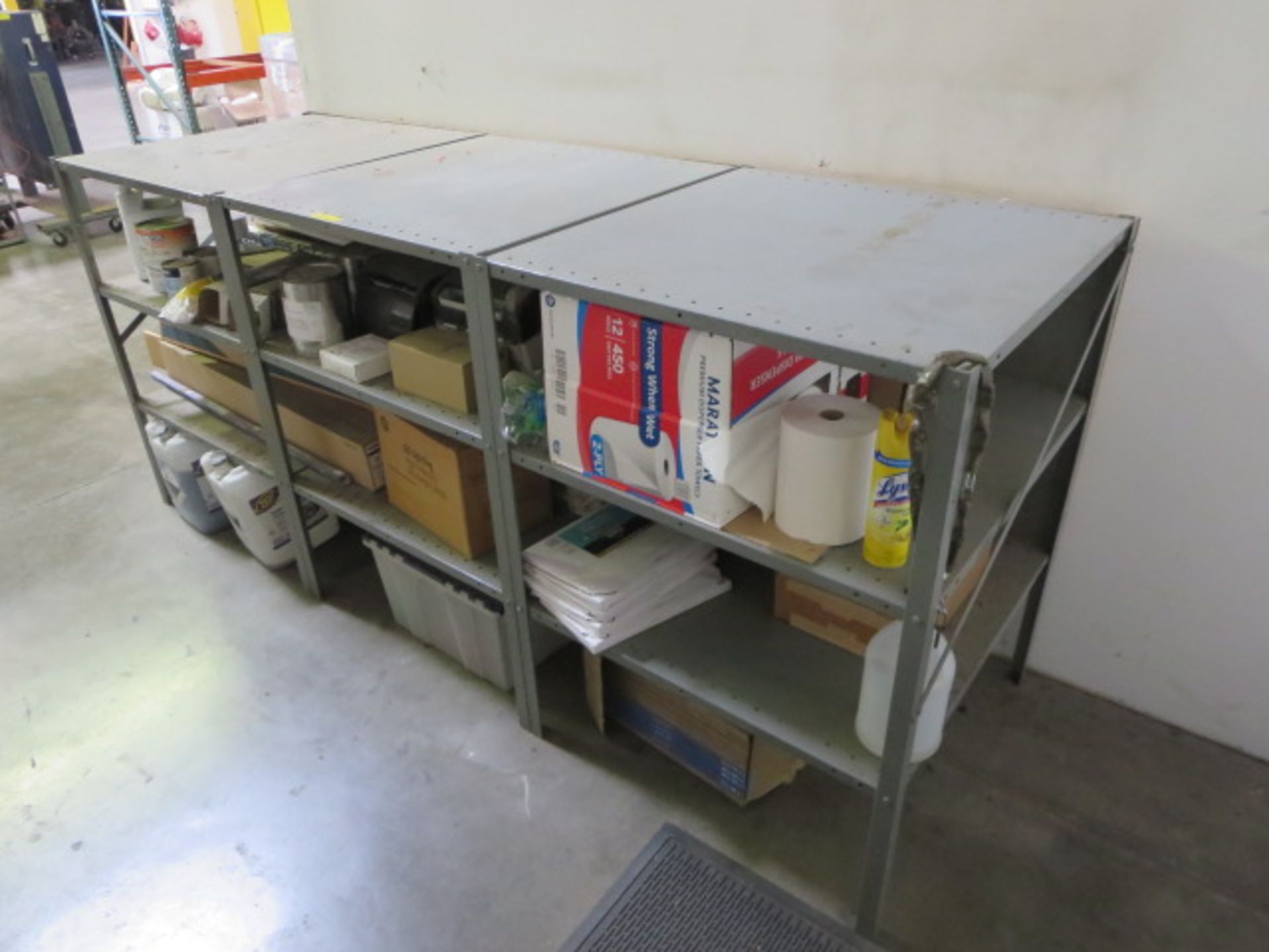 Lot of Janitorial Supplies, Includes Metal Racks - Image 4 of 4