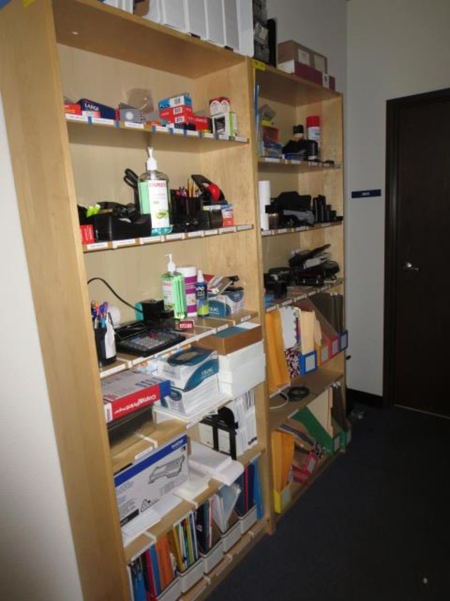 Wood Book Shelves, Includes Office Supply Contents