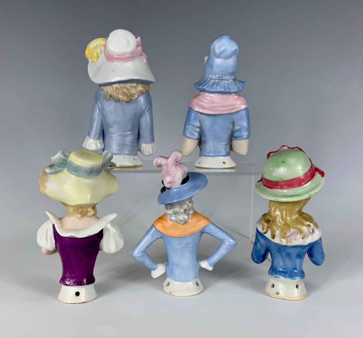 5 German Porcelain China Half Dolls C. 1920's - Image 2 of 2