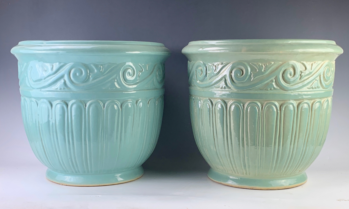 Pair of Nouveau Art Pottery Jardinieres