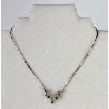 18k White Gold, Diamonds & Sapphire Necklace