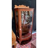 American Oak Curved Glass China Cabinet C. 1900