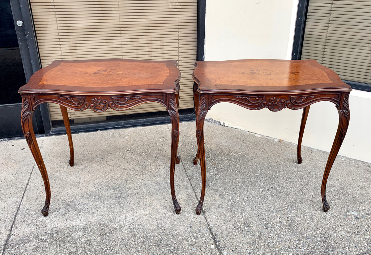 Pair of Marsquetry Inlaid Stands C. 1940's