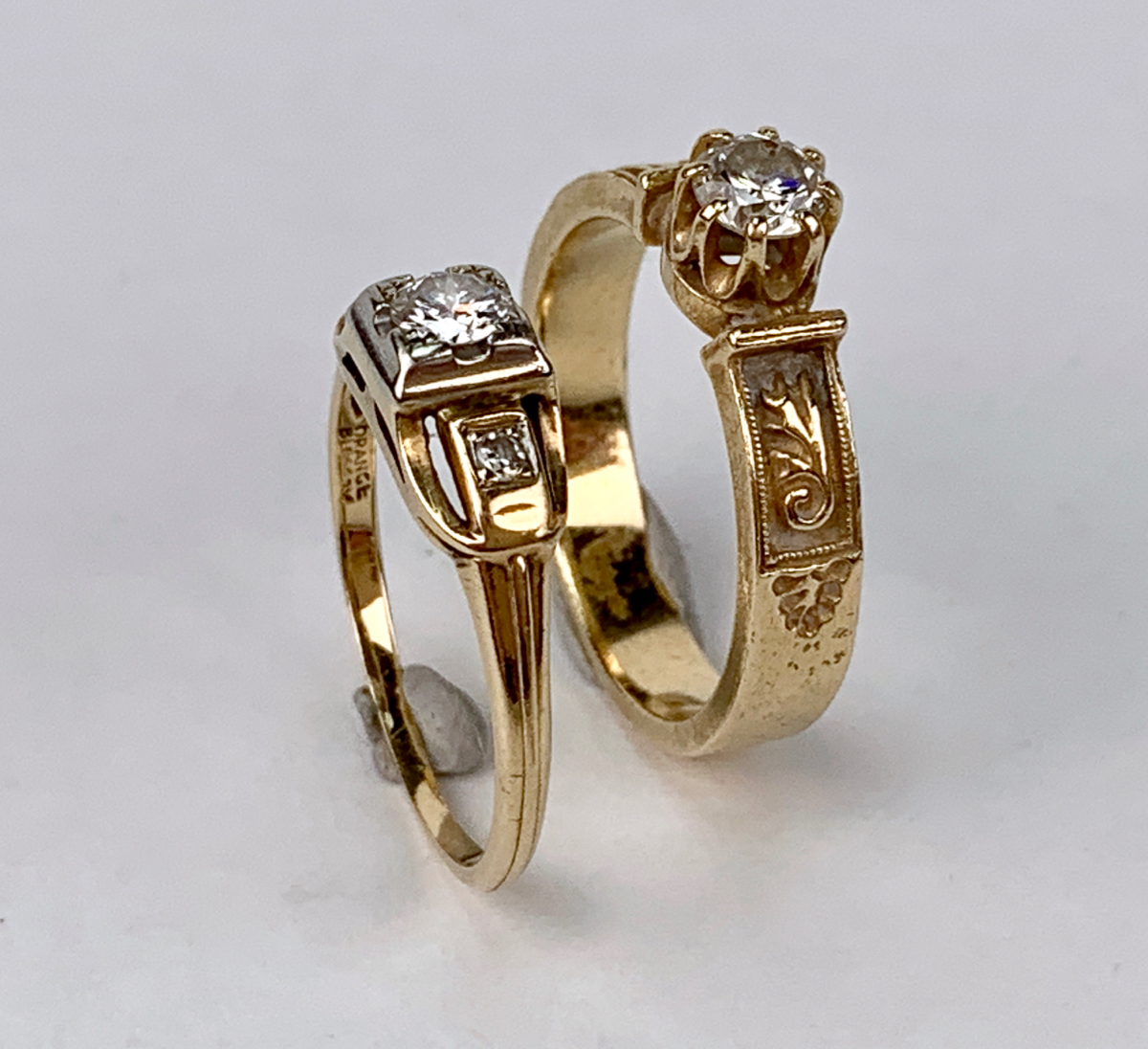 Two Ladies 14k Yellow Gold 20pts Diamond Rings - Image 2 of 3