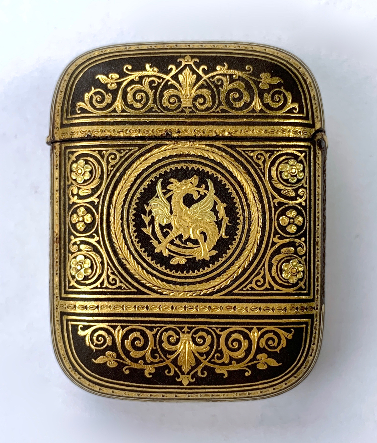 Antique Gold Design on Iron Toledo Match Safe