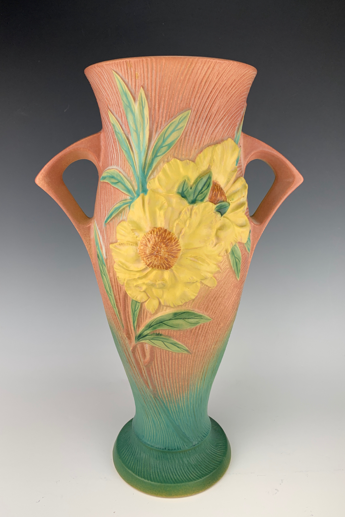 Roseville Peony Floor Vase in Pink Shape 70-18" - Image 3 of 4