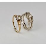 2 Ladies 14K Yellow & White Gold Diamond Rings